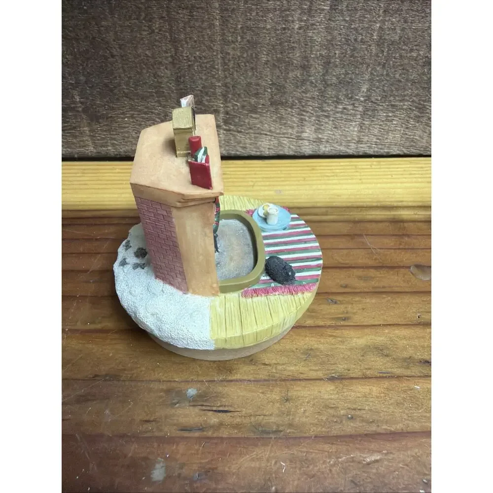 Vintage OUR AMERICA Candle Topper Christmas Eve Fireplace In Box